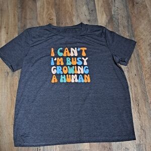 SHEIN Gray Maternity Tee with Multicolor Letter Print Size Large